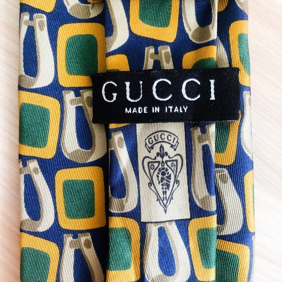 Vintage GUCCI Horseshoe Tie 🐎 100% SILK Mod Tie - Picture 1 of 8